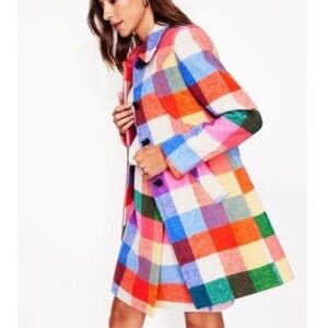 Boden Lincoln Wool Check Coat Multi